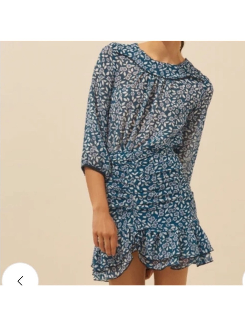 ba&sh Blue Floral Ruffle Mini Dress